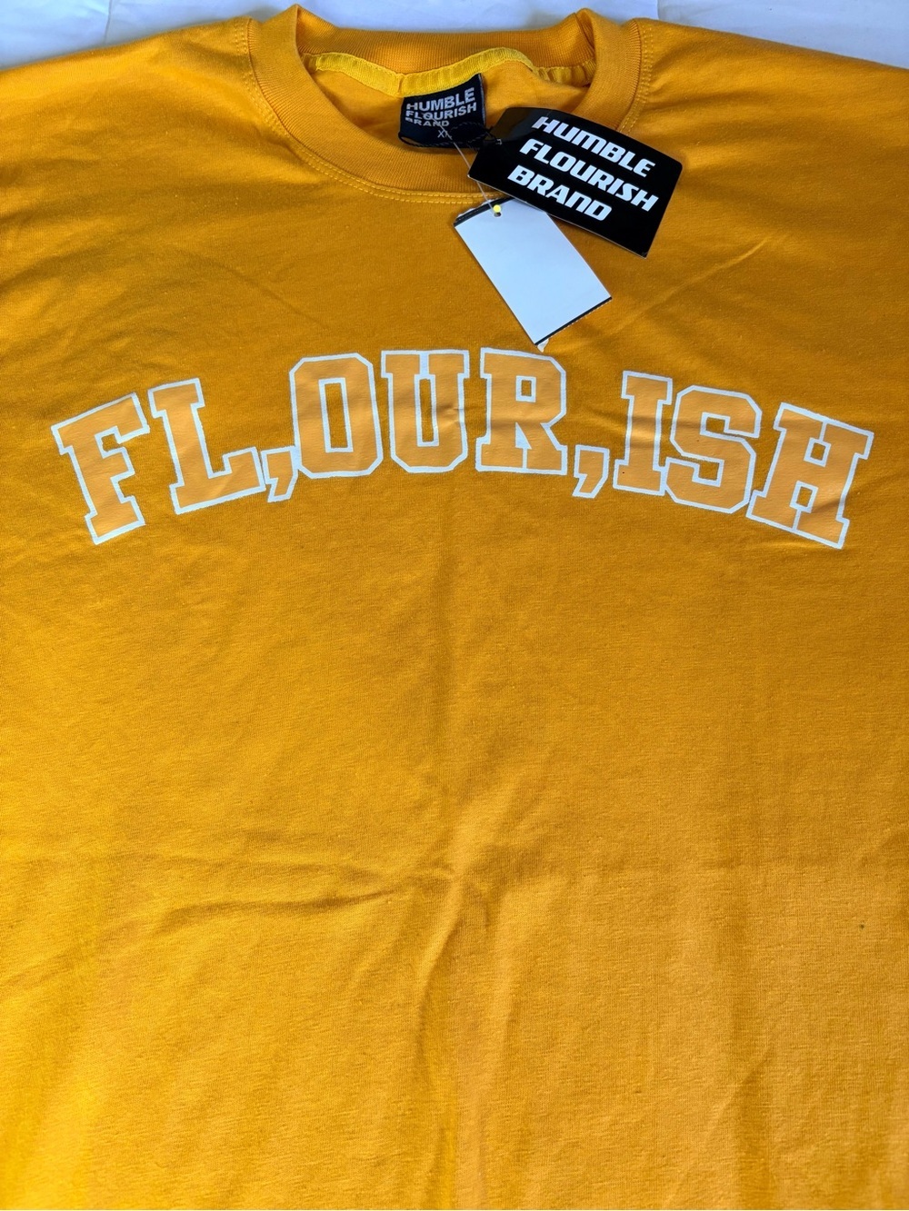 NWT Humble Flourish Brand XL Flourish Graphic T Shirt Gold Yellow Tee Varsity - Picture 3 of 5